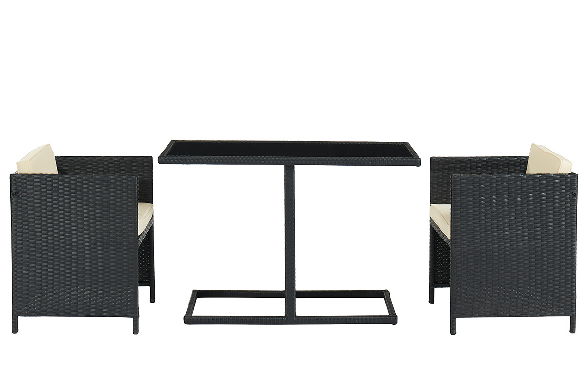 Table de jardin en r�sine tress�e avec 2 chaises PICCOLO