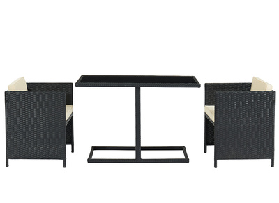 Table de jardin en r&eacute;sine tress&eacute;e avec 2 chaises PICCOLO