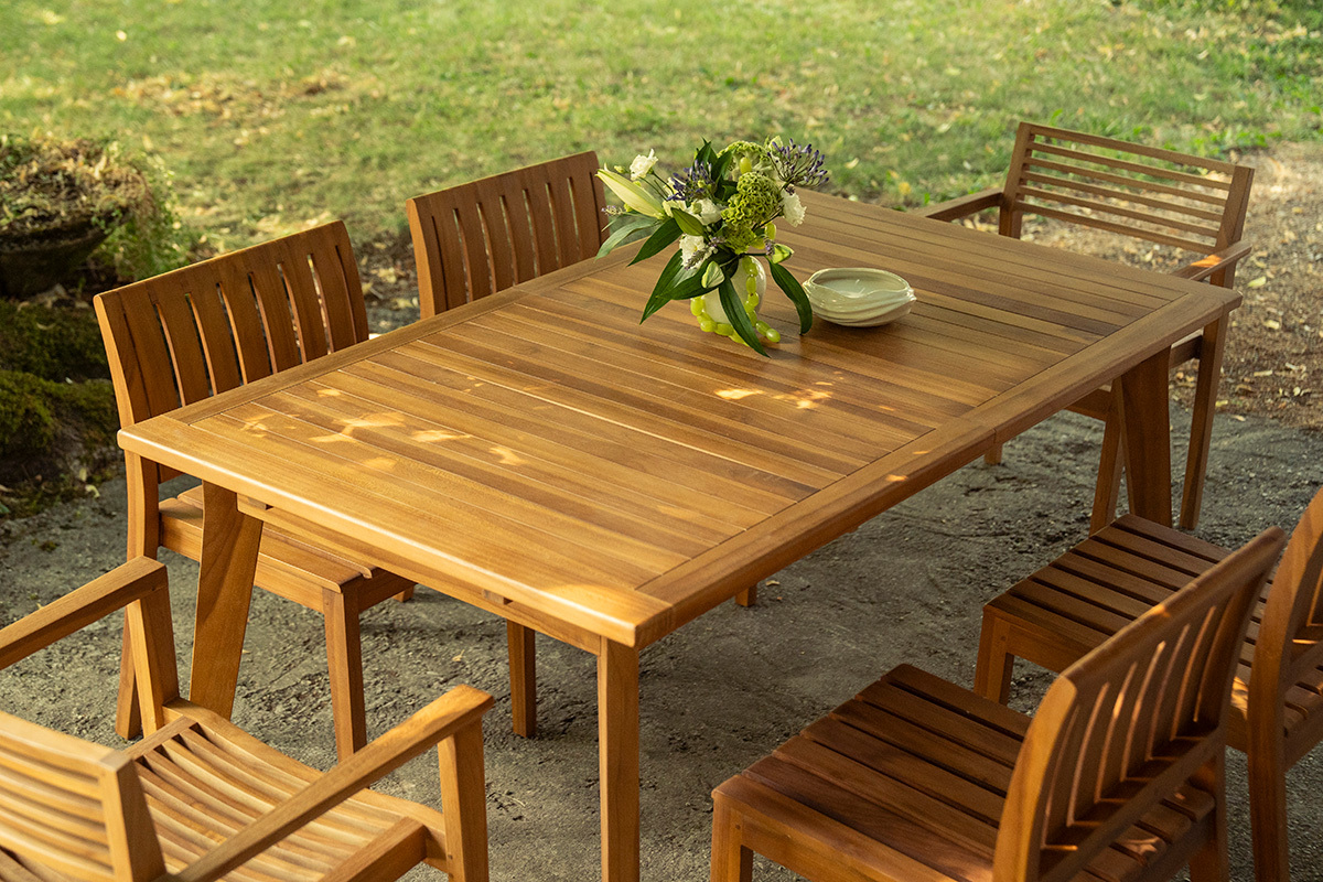 Table de jardin extensible en bois teck massif L160-210 cm LOMBOK
