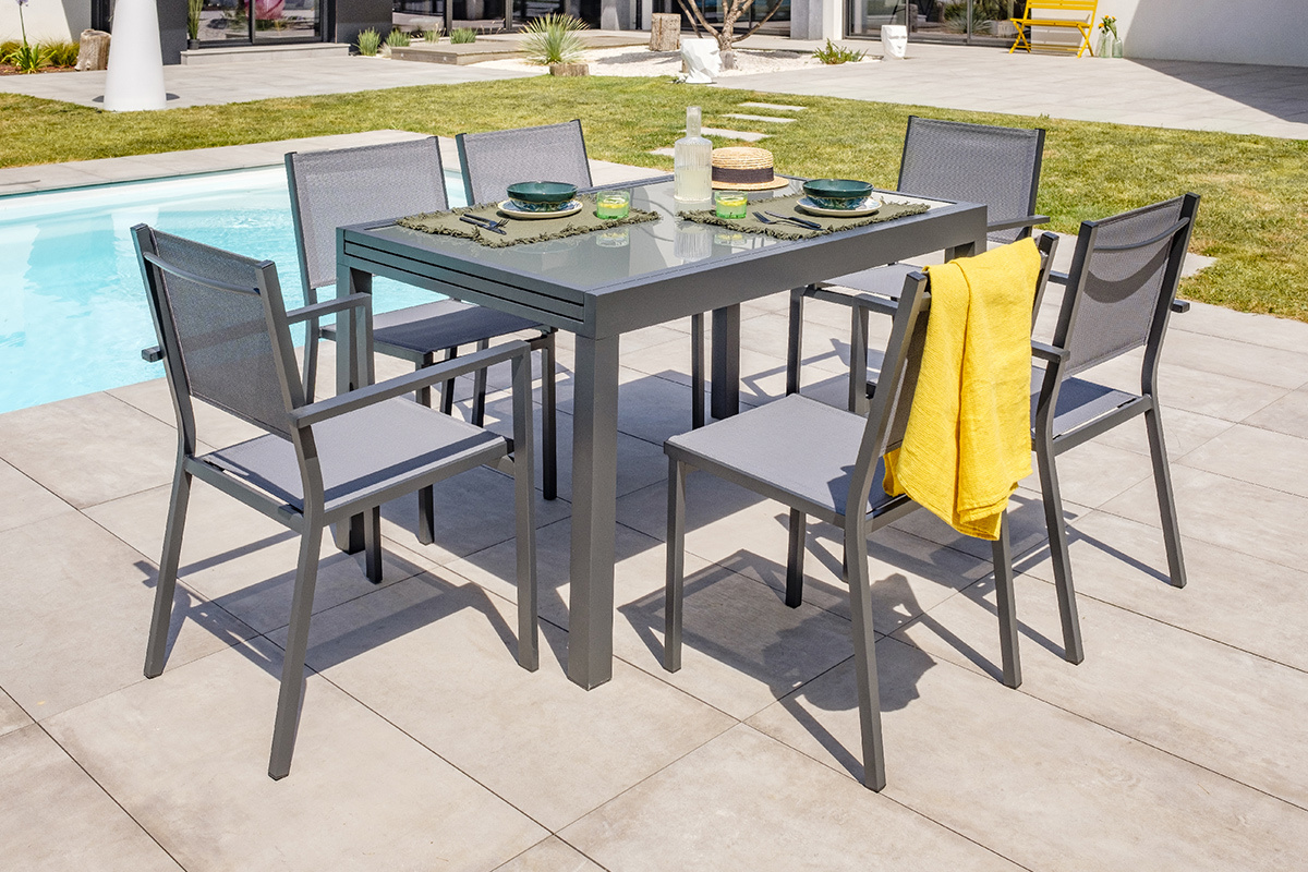 Table de jardin extensible gris anthracite L135-270 cm PORTOFINO