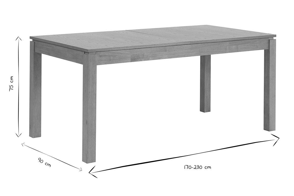 Table extensible avec rallonges int�gr�es en bois clair ch�ne L170-230 cm SYLVA