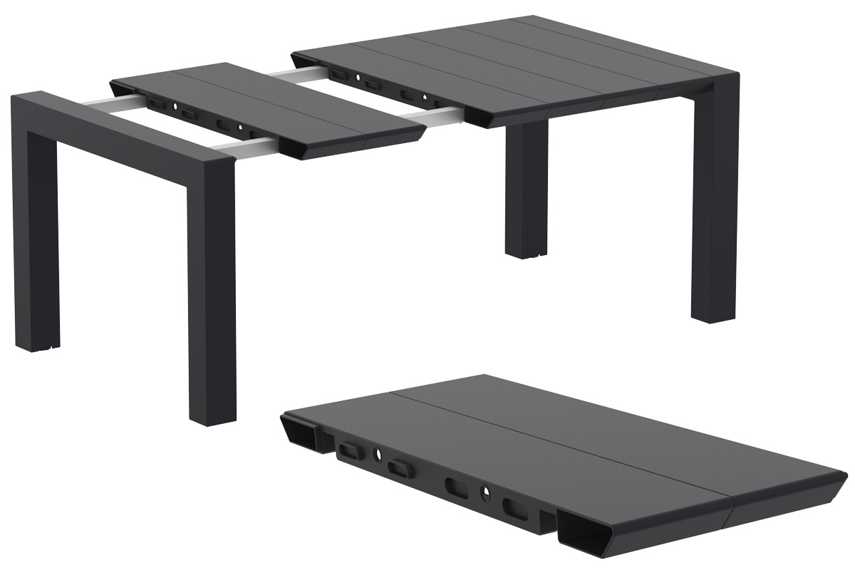Table extensible d'ext�rieur noire L100-140 cm PRIMAVERA