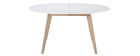 Table extensible ovale blanche et bois clair L150-200 cm LEENA
