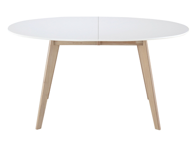 Table extensible ovale blanche et bois clair LEENA