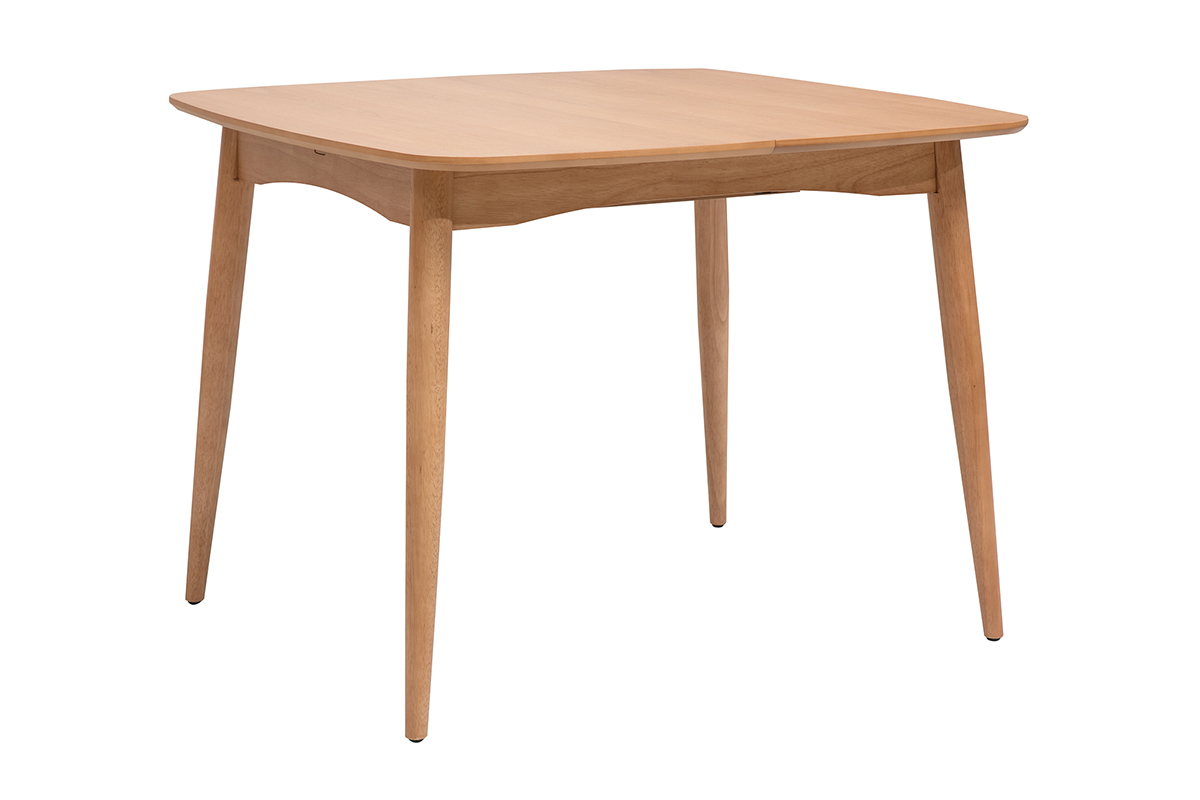 Table extensible rallonges int�gr�es carr�e en bois clair ch�ne L100-140 cm HELMA