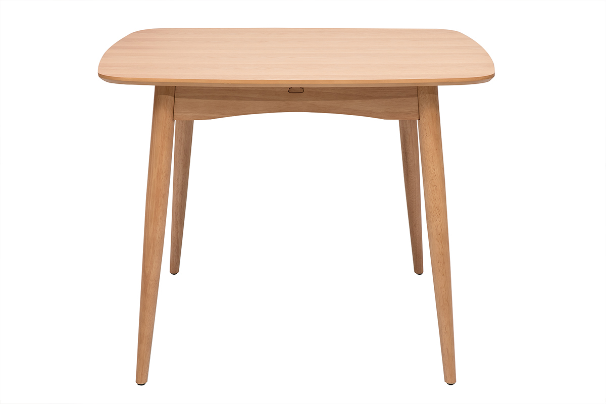 Table extensible rallonges int�gr�es carr�e en bois clair ch�ne L100-140 cm HELMA