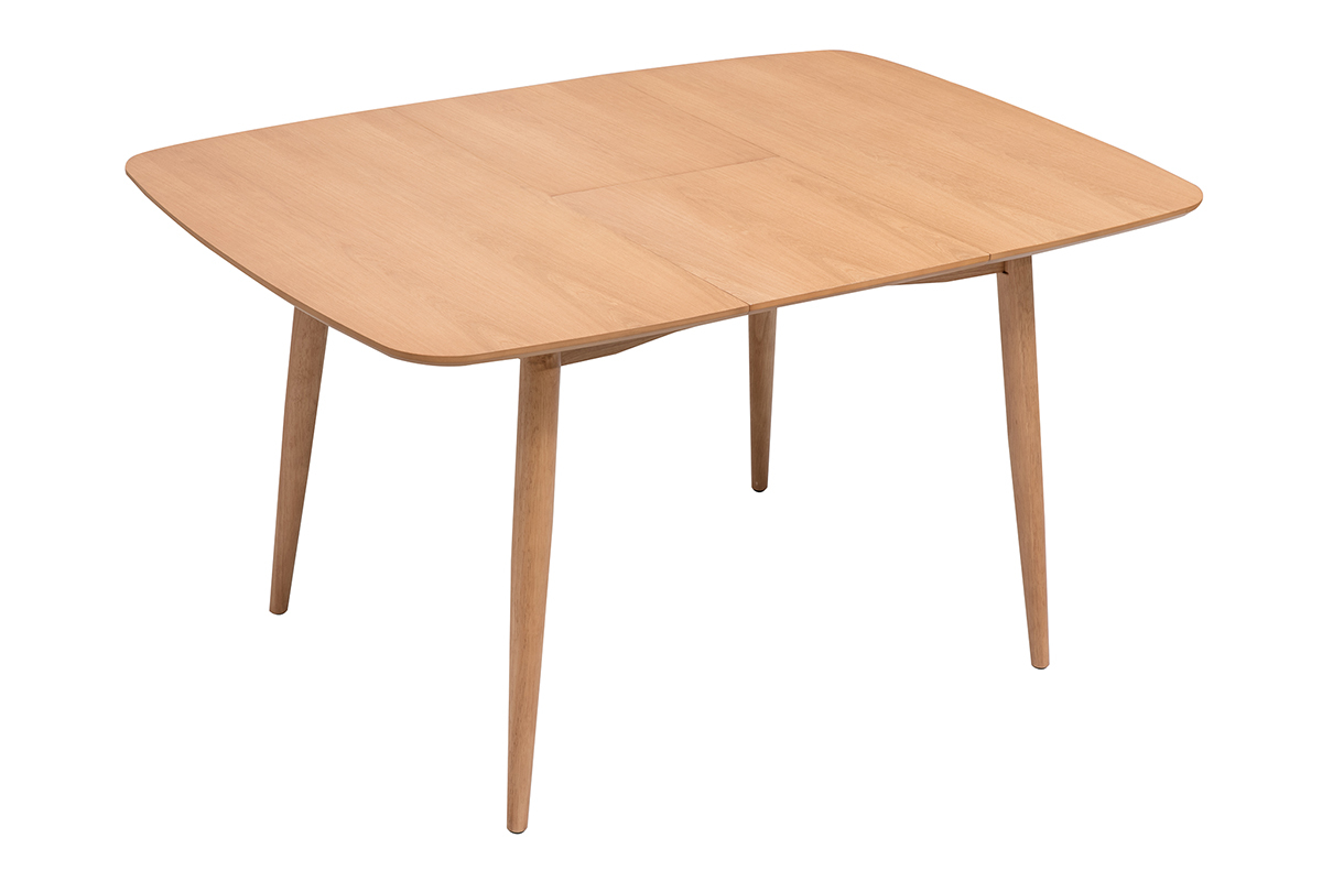 Table extensible rallonges int�gr�es carr�e en bois clair ch�ne L100-140 cm HELMA