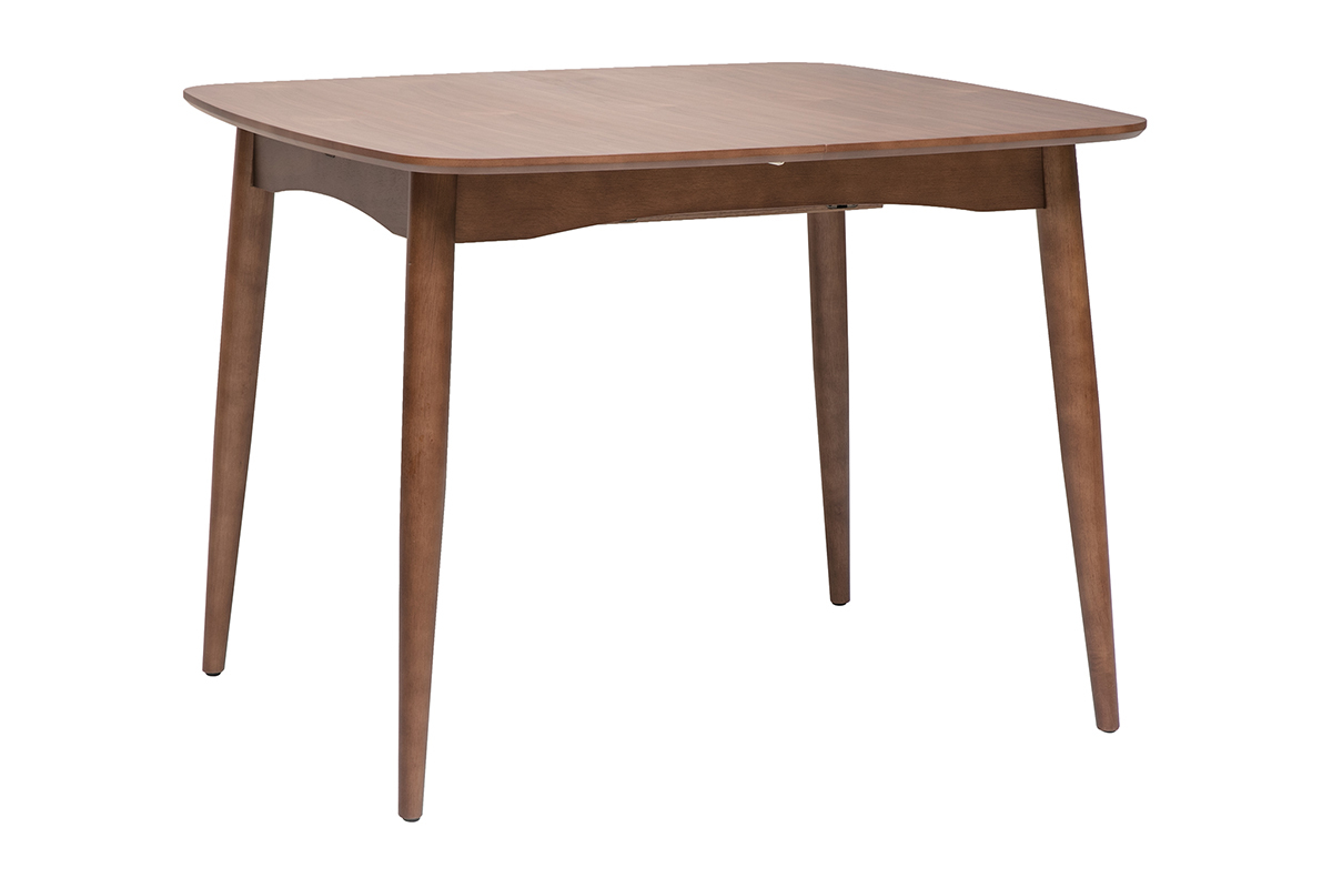 Table extensible rallonges int�gr�es carr�e en bois fonc� noyer L100-140 cm HELMA