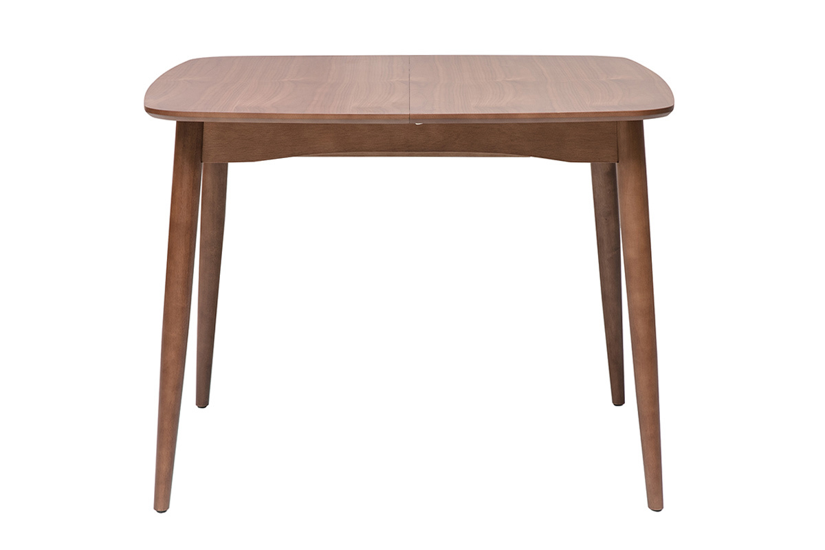 Table extensible rallonges int�gr�es carr�e en bois fonc� noyer L100-140 cm HELMA