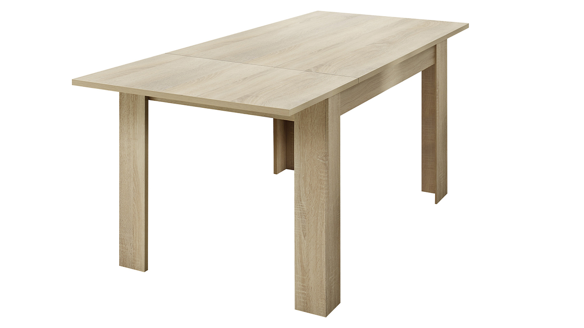 Table extensible rallonges intgres rectangulaire bois clair chne L137-185 cm KOFI
