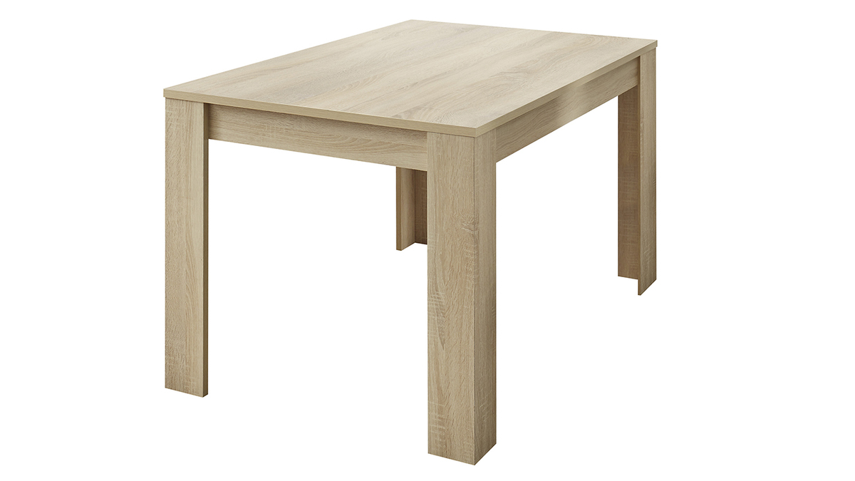 Table extensible rallonges intgres rectangulaire bois clair chne L137-185 cm KOFI
