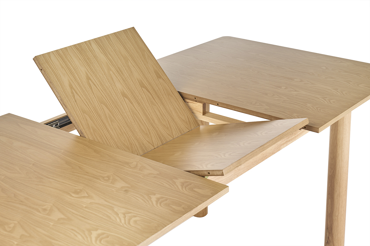 Table extensible rallonges int�gr�es rectangulaire bois clair fr�ne L160-210 cm CLAUDIE