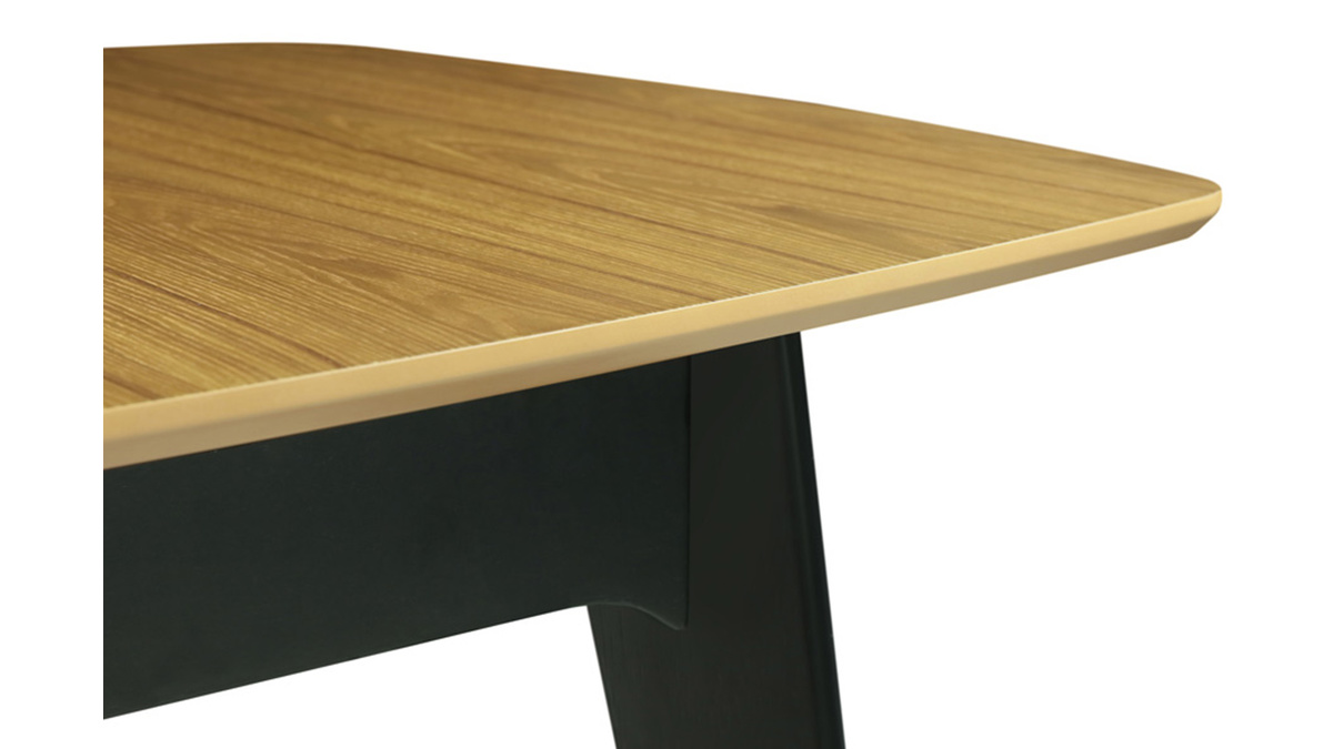 Table extensible rallonges intgres rectangulaire bois et noir L140-180 cm MEENA