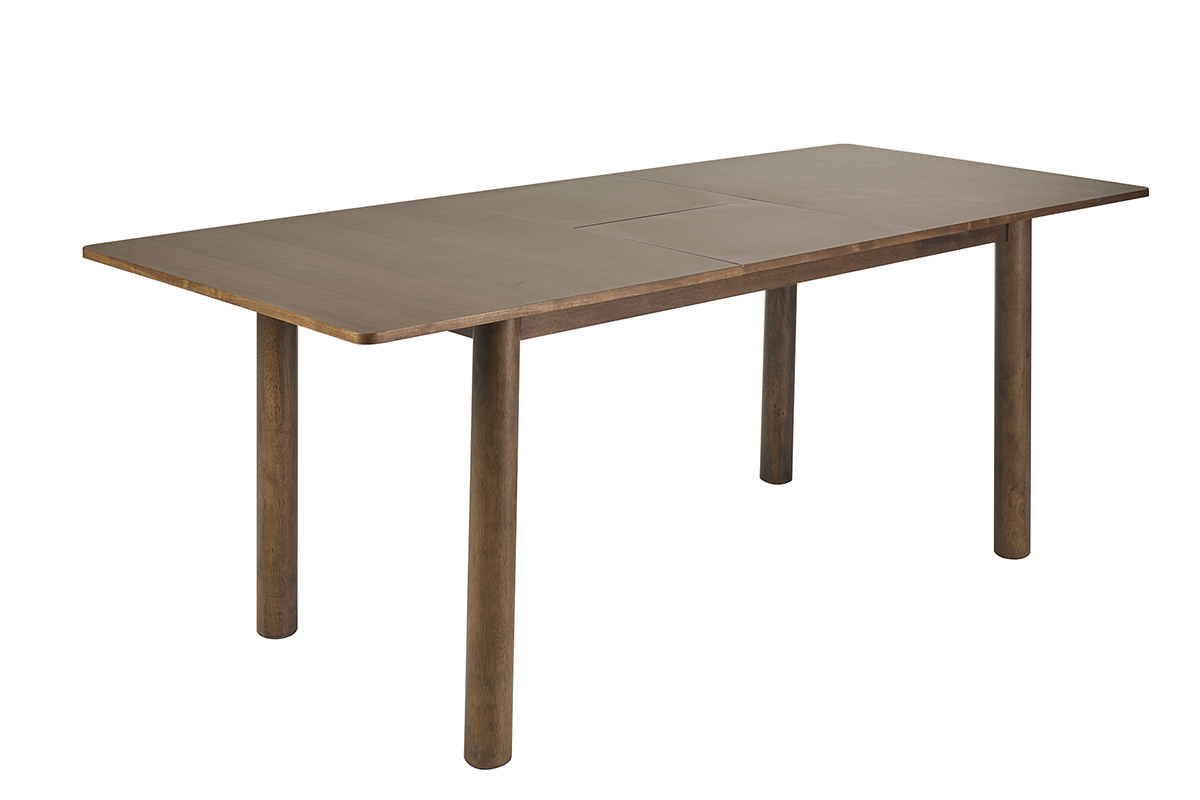 Table extensible rallonges int�gr�es rectangulaire bois fonc� noyer L160-210 cm CLAUDIE