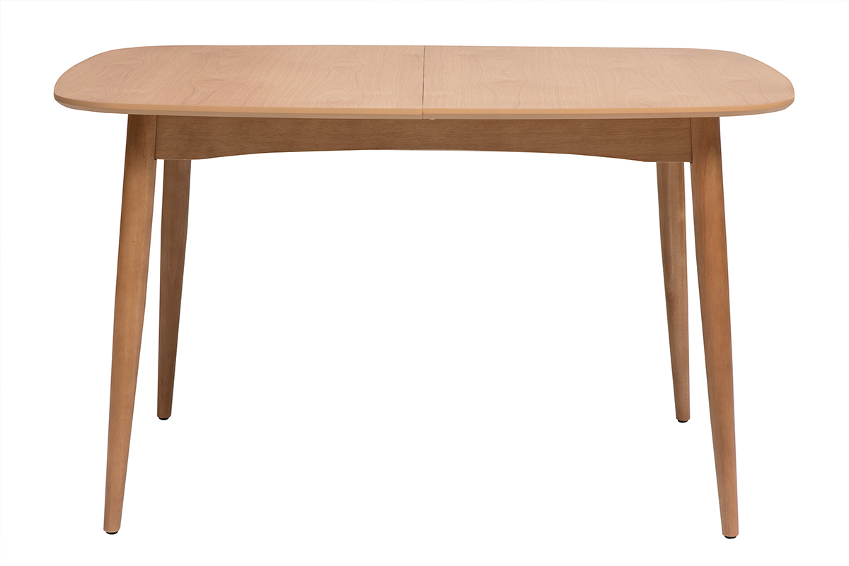 Table extensible rallonges int�gr�es rectangulaire en bois clair ch�ne L130-160 cm HELMA