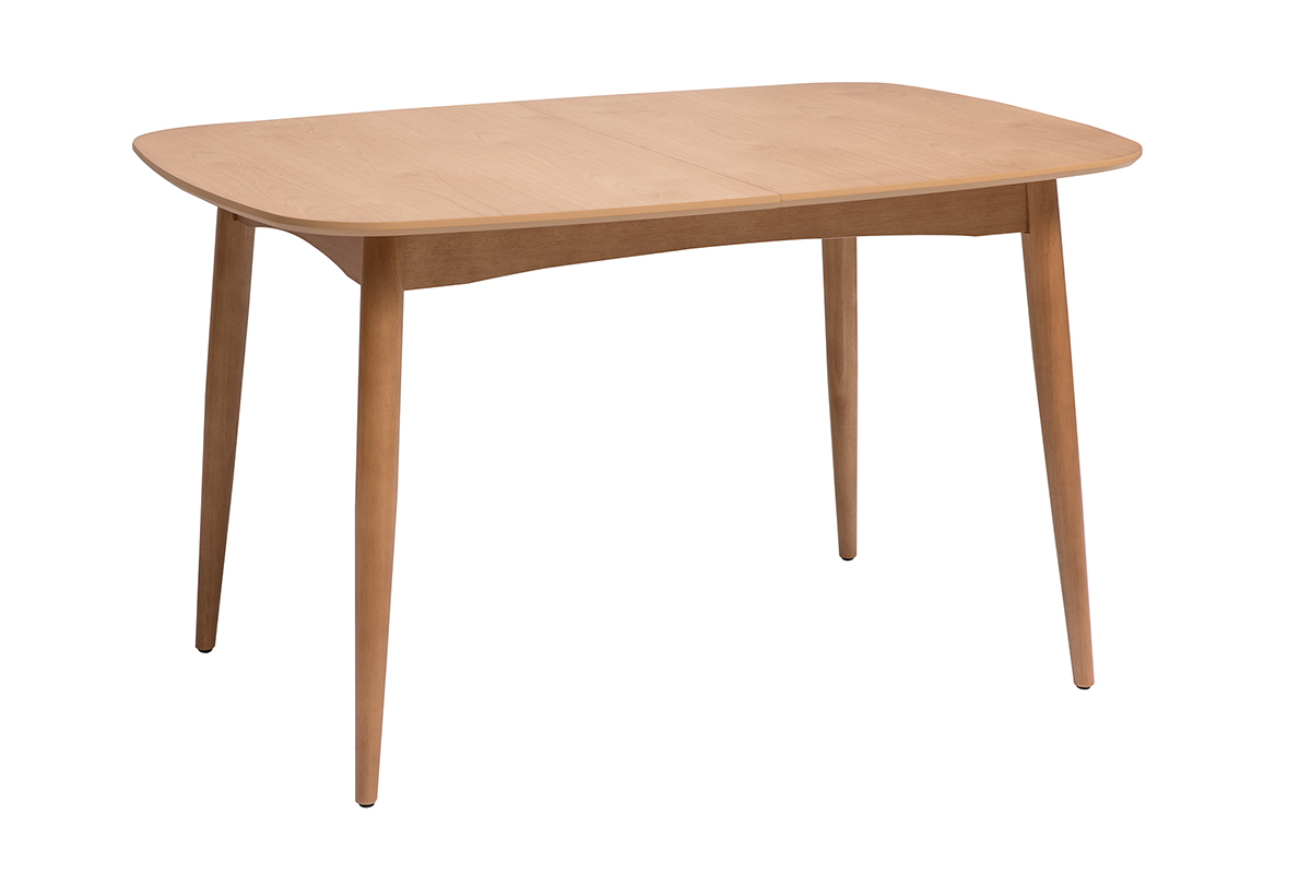 Table extensible rallonges int�gr�es rectangulaire en bois clair ch�ne L130-160 cm HELMA