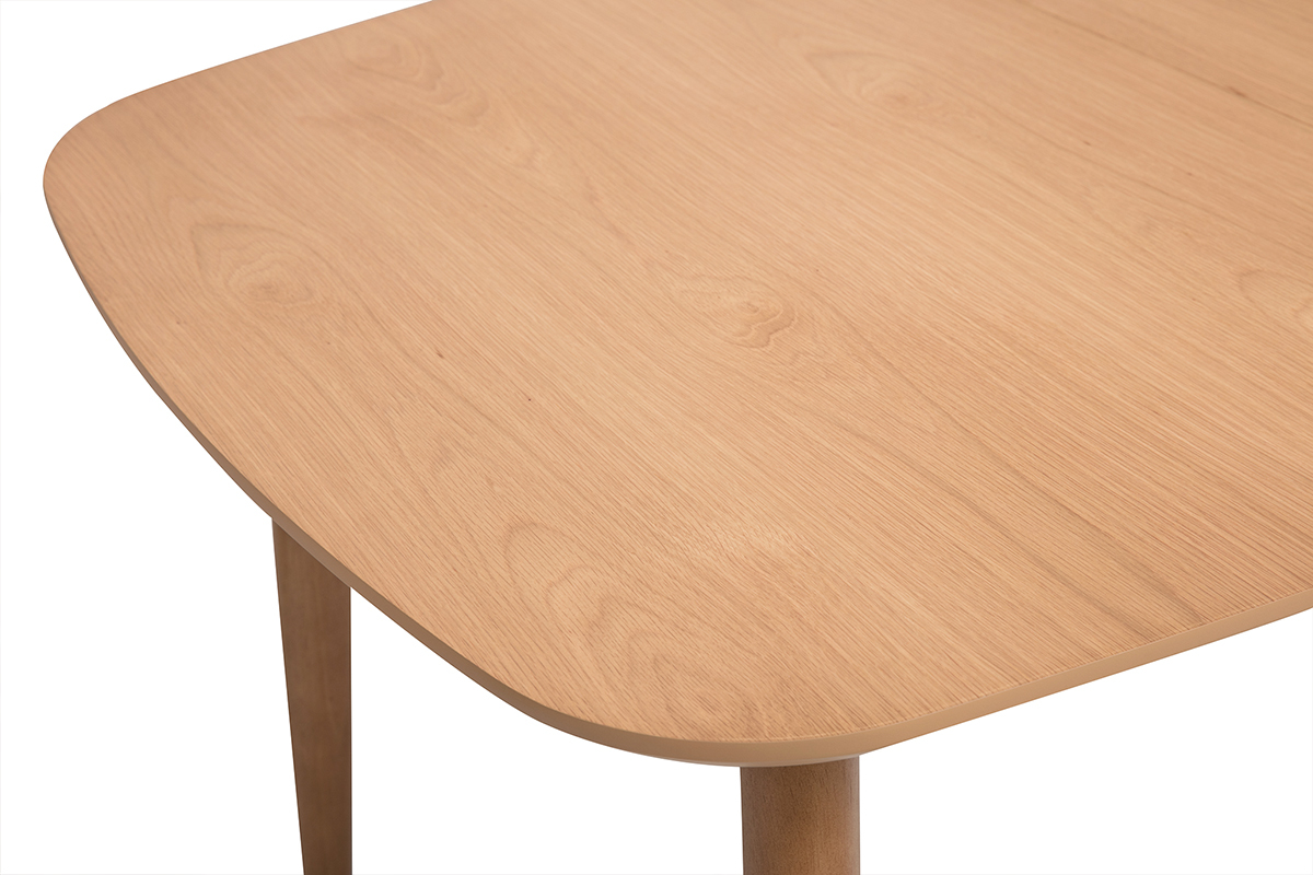 Table extensible rallonges int�gr�es rectangulaire en bois clair ch�ne L130-160 cm HELMA