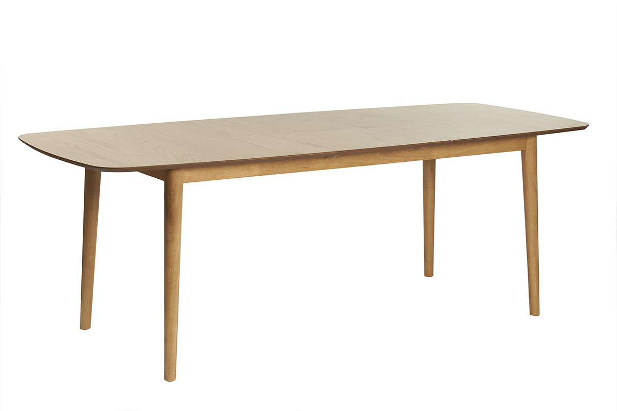 Table extensible rallonges intégrées rectangulaire en bois clair chêne L180-220 cm EGO