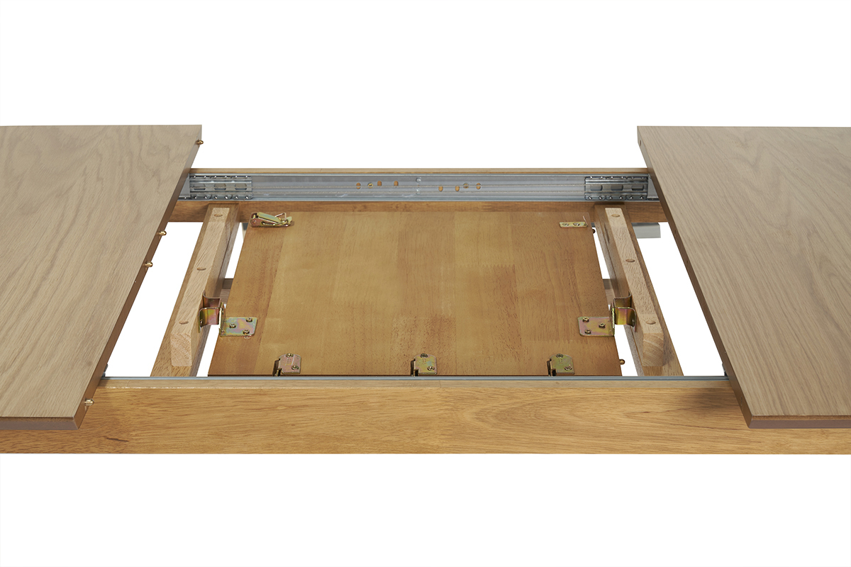 Table extensible rallonges intégrées rectangulaire en bois clair chêne L180-220 cm EGO