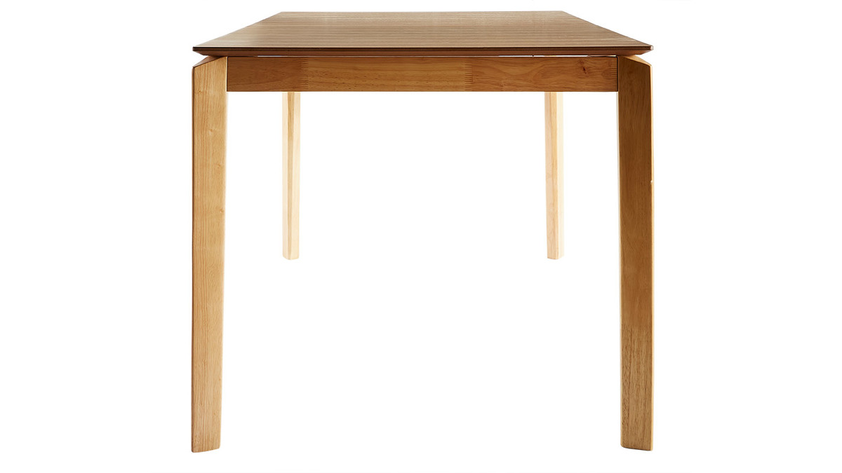 Table extensible rallonges intégrées rectangulaire en bois clair frêne L160-210 cm BONAVISTA