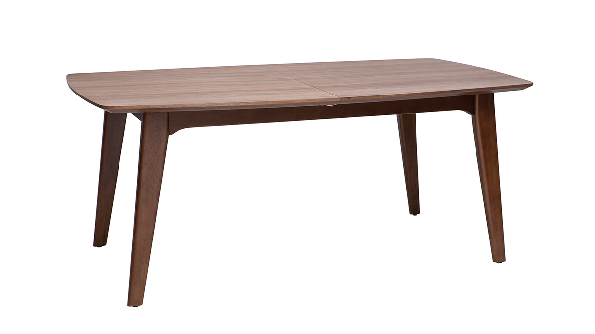 Table extensible rallonges intgres rectangulaire en bois fonc noyer L180-230 cm FIFTIES