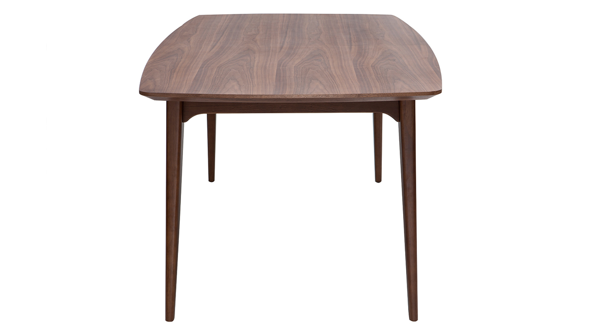Table extensible rallonges intgres rectangulaire en bois fonc noyer L180-230 cm FIFTIES