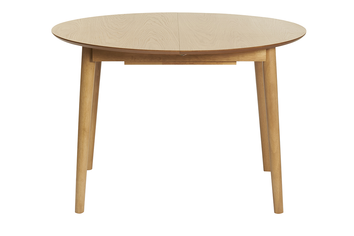 Table extensible rallonges intégrées ronde en bois clair chêne L115-154 cm EGO