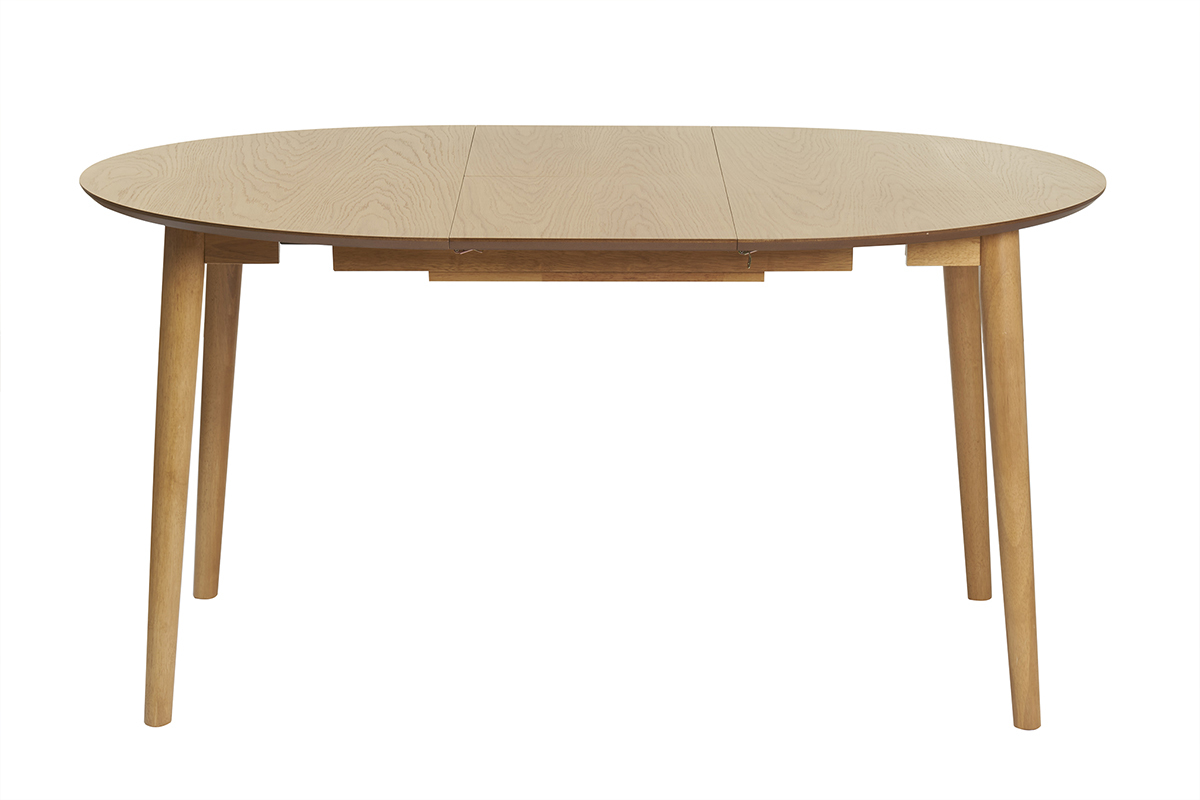 Table extensible rallonges intégrées ronde en bois clair chêne L115-154 cm EGO