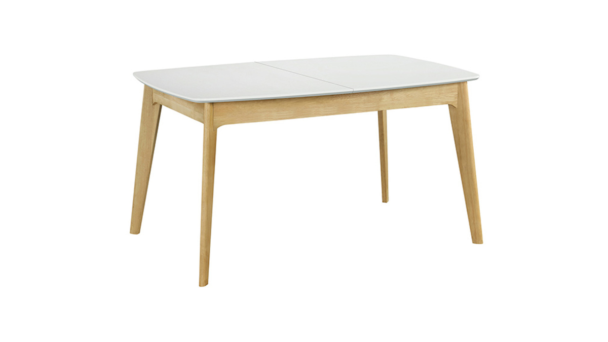 Table extensible scandinave blanc et bois L140-180 cm MEENA