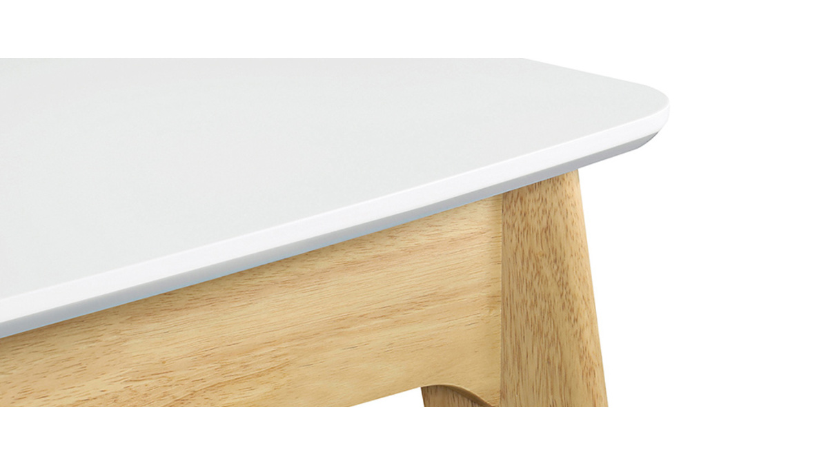 Table extensible scandinave blanc et bois L140-180 cm MEENA