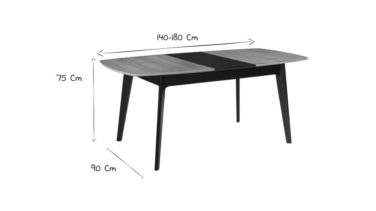 Table extensible scandinave blanc et bois L140-180 cm MEENA