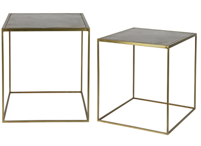 Table gigogne design m&eacute;tal laiton lot de 2 ERINE
