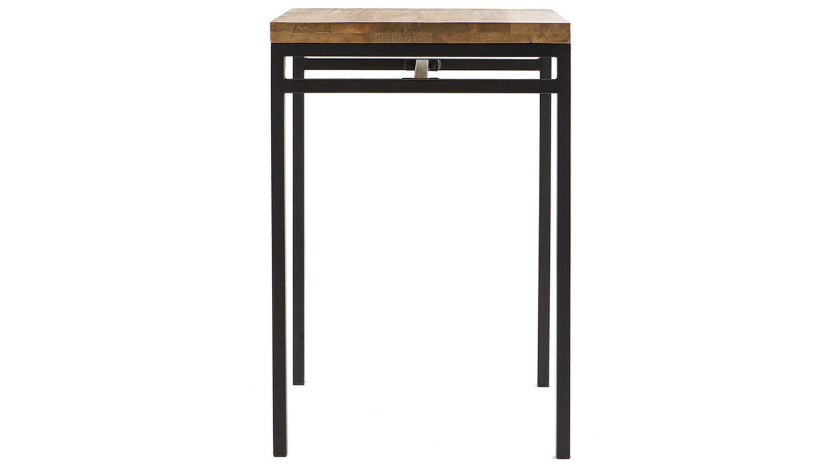 Table haute carre en manguier massif et mtal noir L70 cm YPSTER