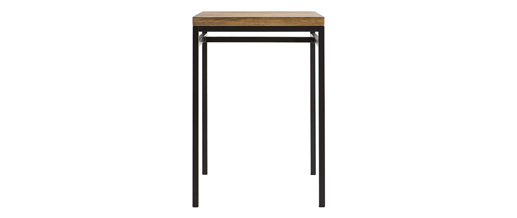 Table haute carrée en manguier massif et métal noir YPSTER