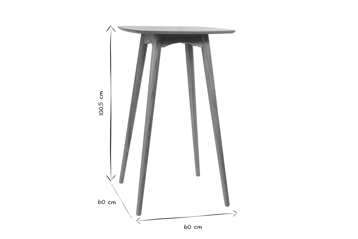 Table haute carre frne scandinave L60 cm BALTIK