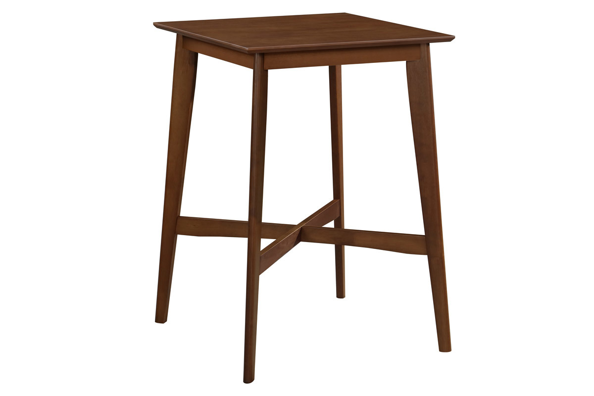 Table haute carr�e noyer LEENA