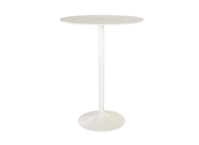 Table haute design ronde en c&eacute;ramique blanche et m&eacute;tal D80 cm MALOU