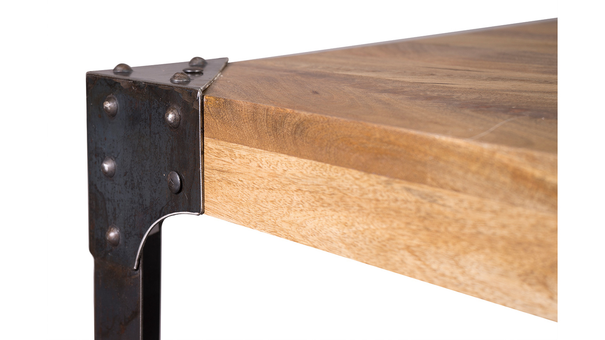 Table haute industrielle carre en manguier massif et mtal  L88 cm MADISON