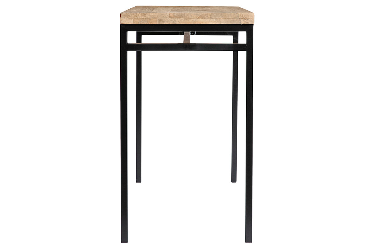 Table haute industrielle en bois manguier massif et m�tal noir L115 cm YPSTER