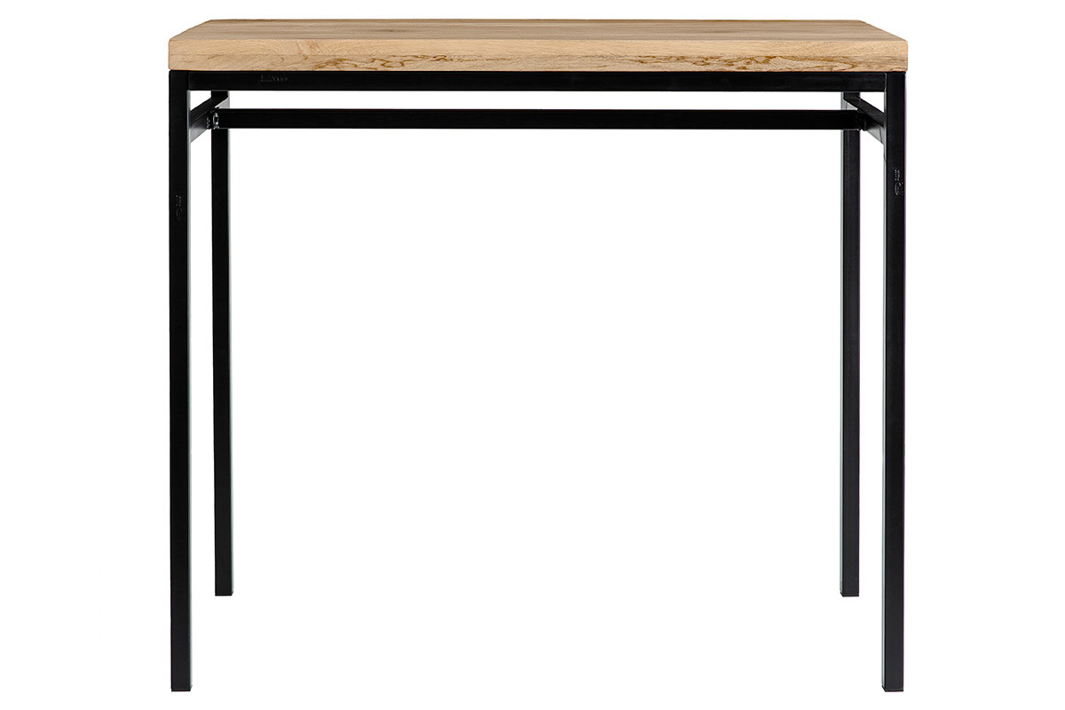 Table haute industrielle en bois manguier massif et m�tal noir L115 cm YPSTER