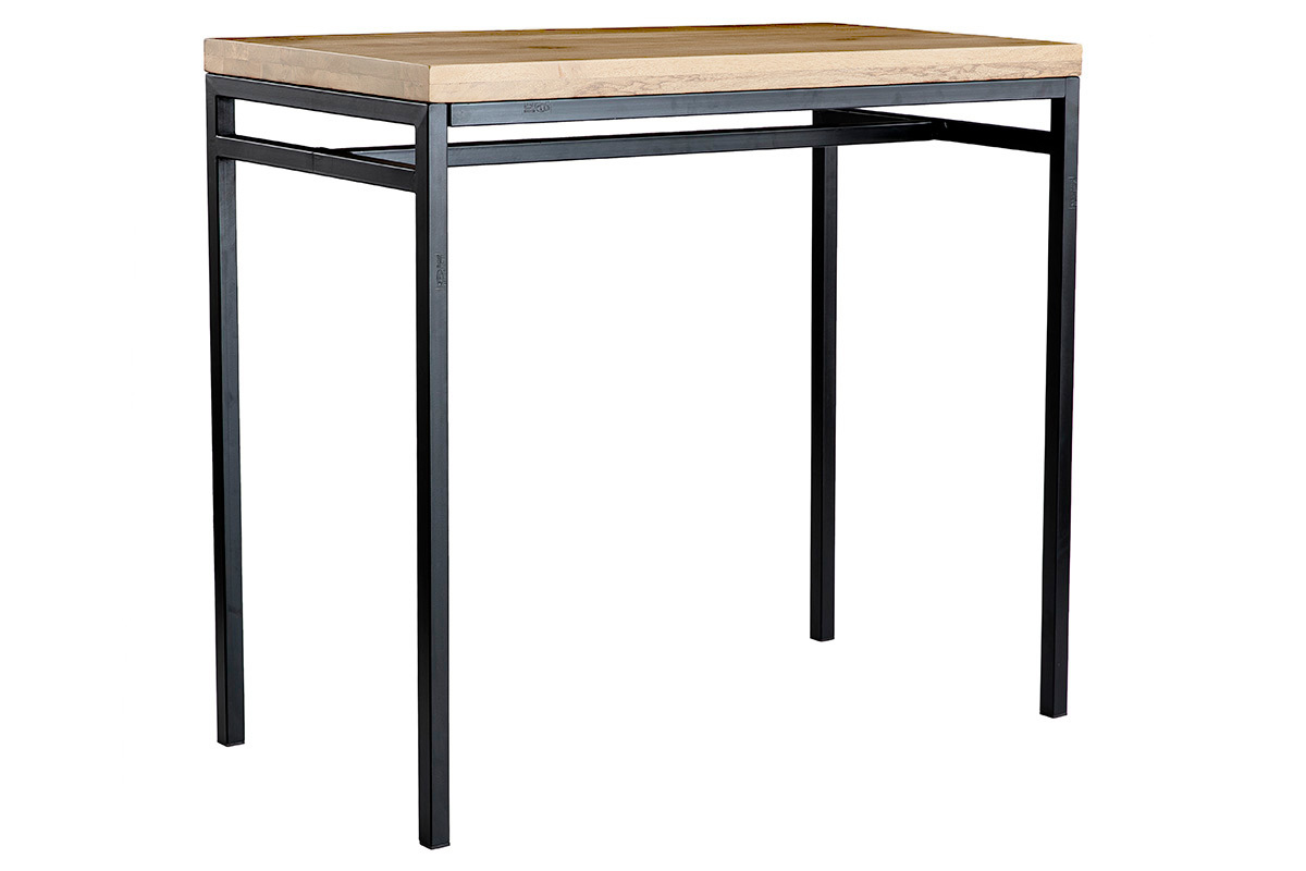 Table haute industrielle en bois manguier massif et m�tal noir L115 cm YPSTER
