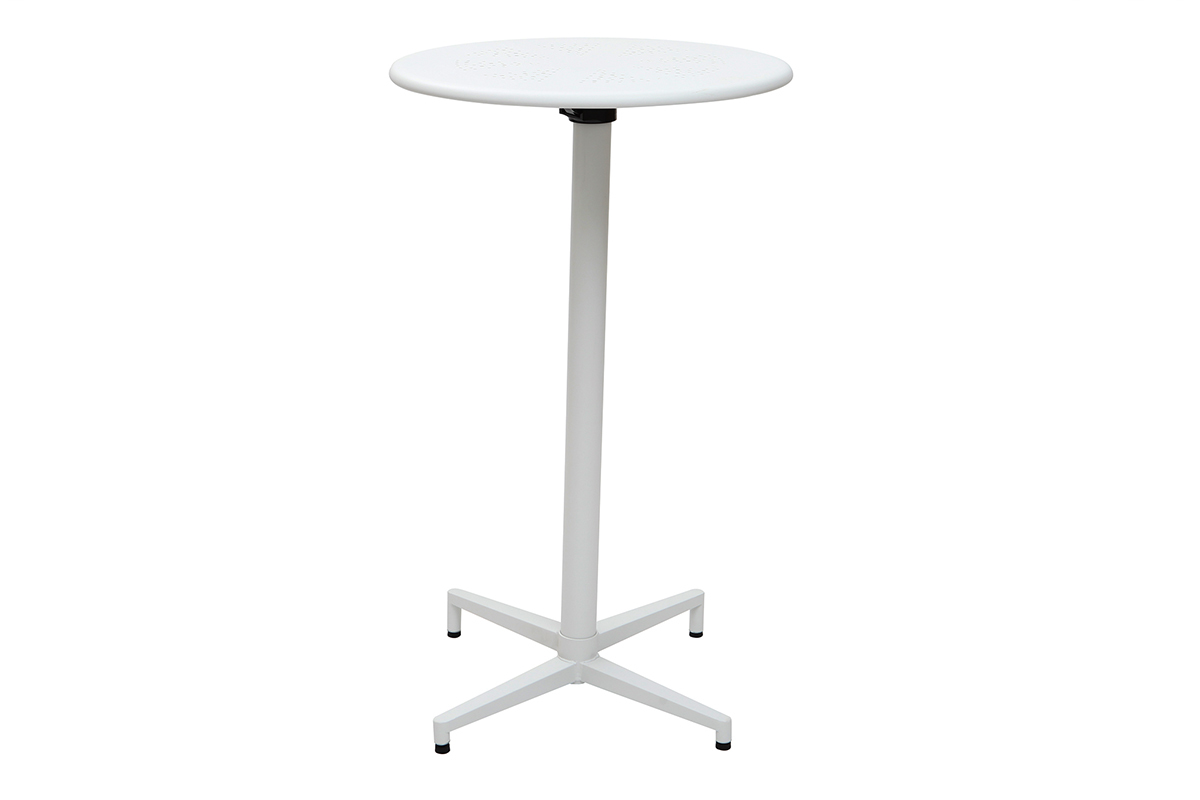 Table haute pliante ronde en mtal blanc DOTS