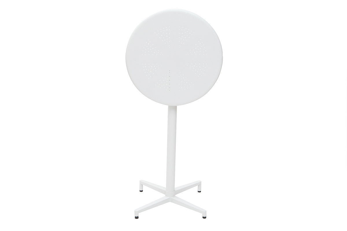 Table haute pliante ronde en mtal blanc DOTS
