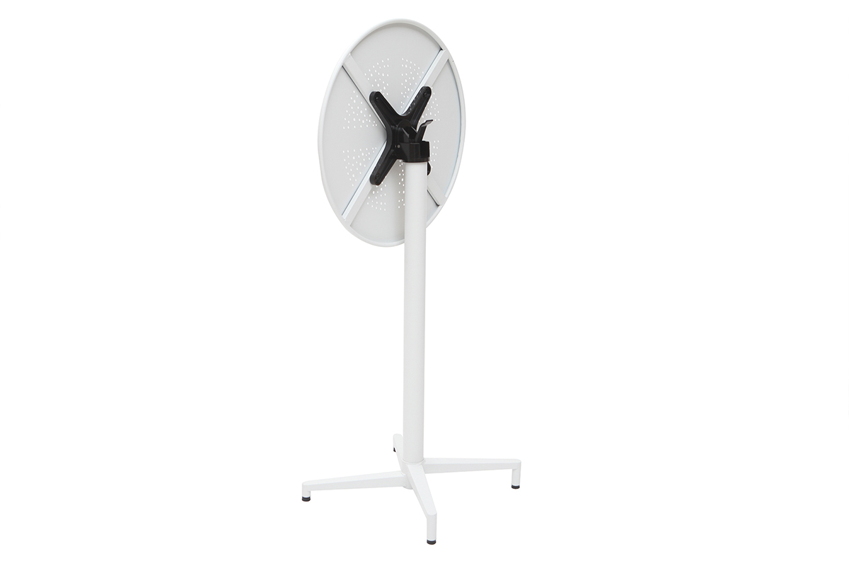 Table haute pliante ronde en mtal blanc DOTS