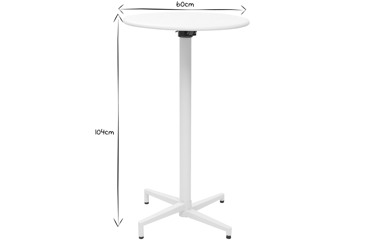 Table haute pliante ronde en mtal blanc DOTS
