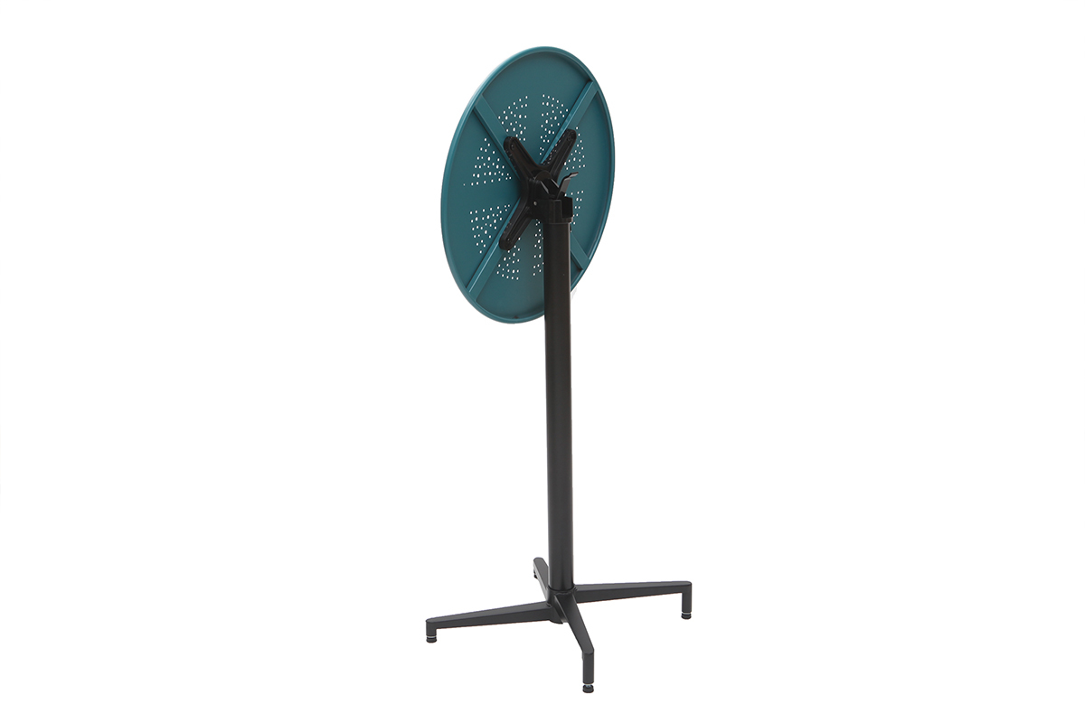 Table haute pliante ronde en mtal bleu canard DOTS