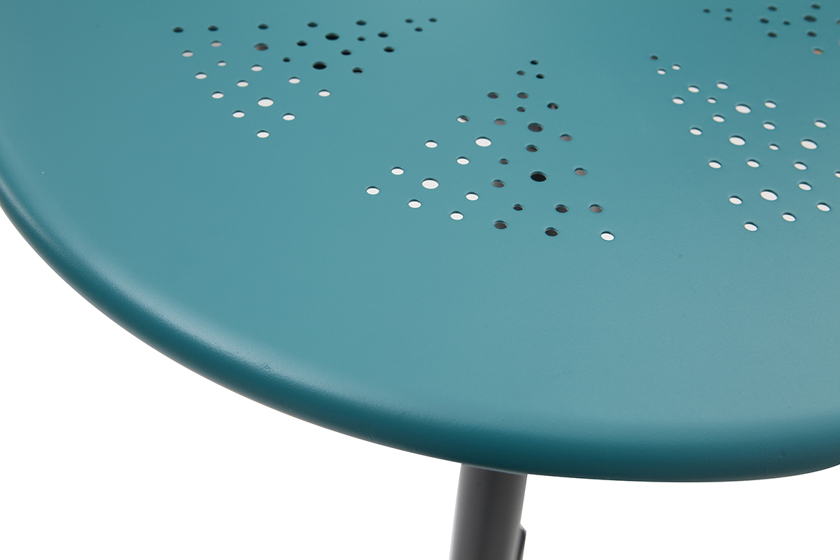 Table haute pliante ronde en mtal bleu canard DOTS