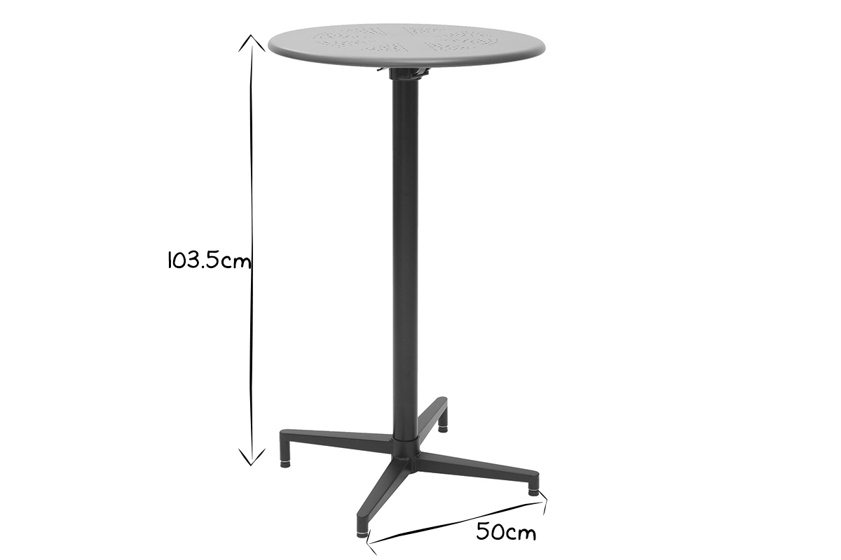 Table haute pliante ronde en mtal bleu canard DOTS