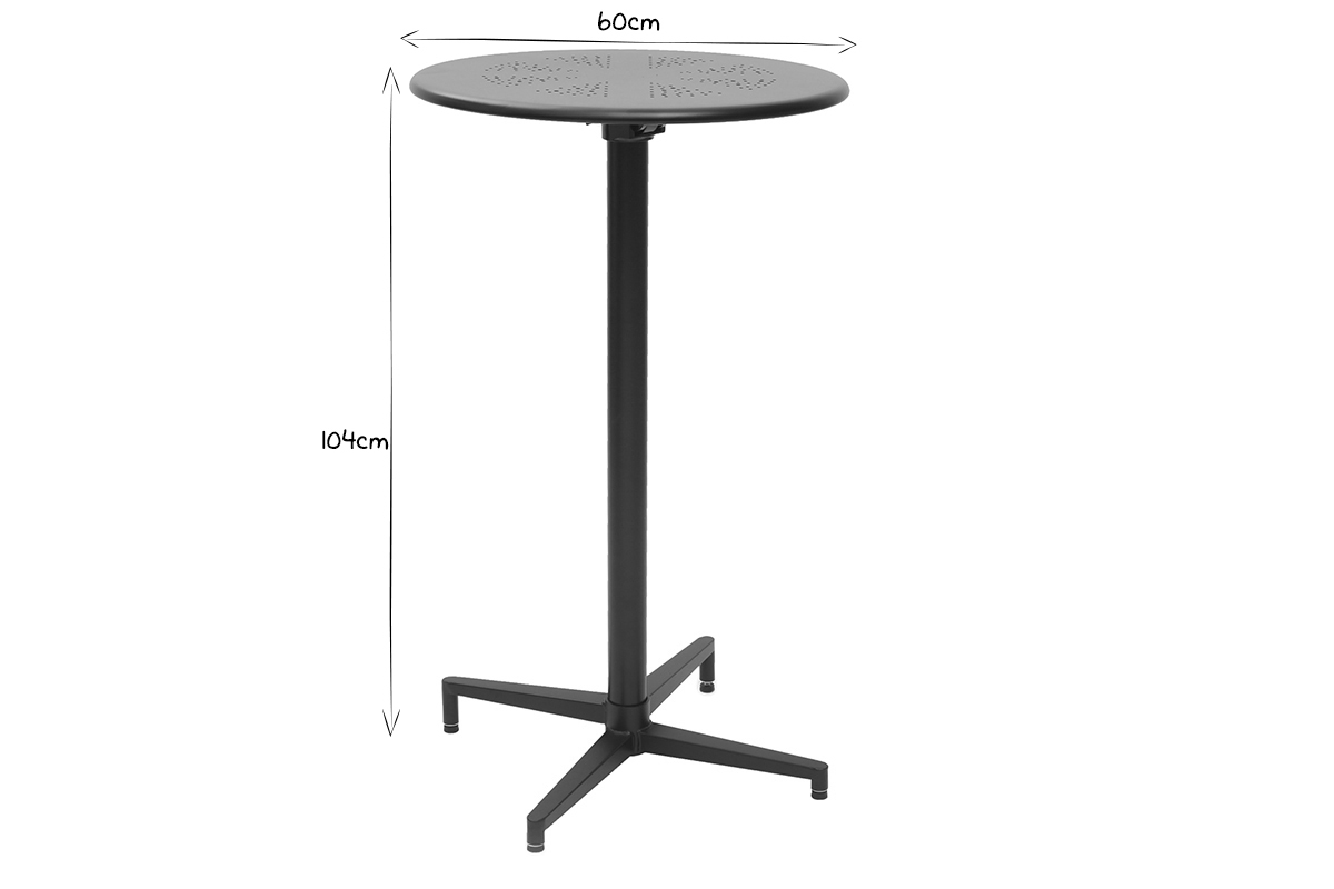 Table haute pliante ronde en m�tal noir DOTS