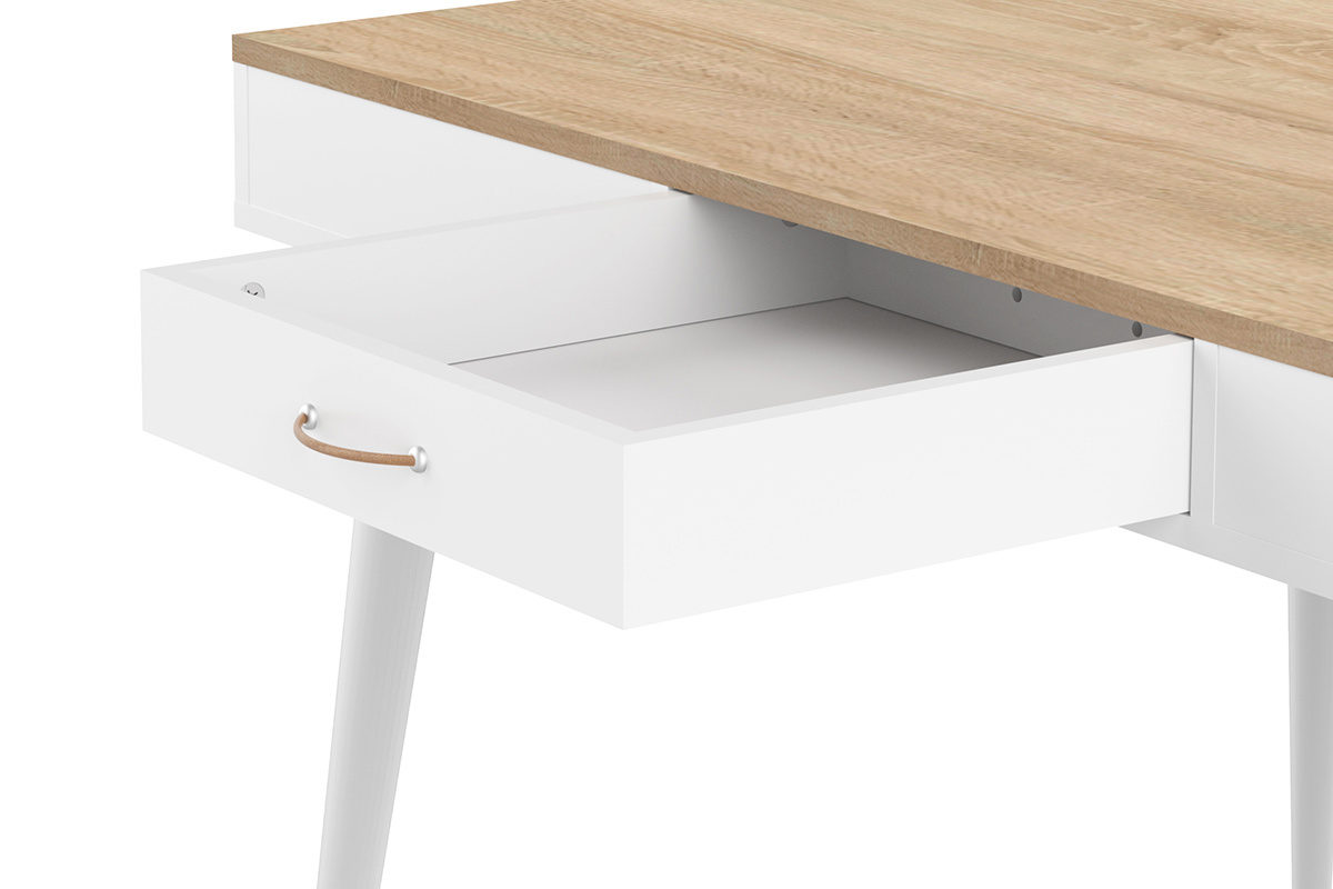 Table haute scandinave blanc et bois STRIPE